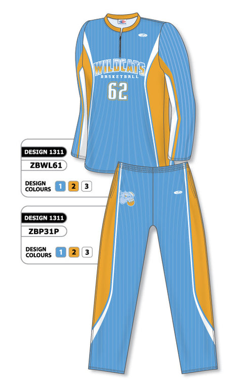 Athletic Knit Sublimated Long Sleeve Basketball Warm Up Set Design 1311 (ZBWLS61-1311)